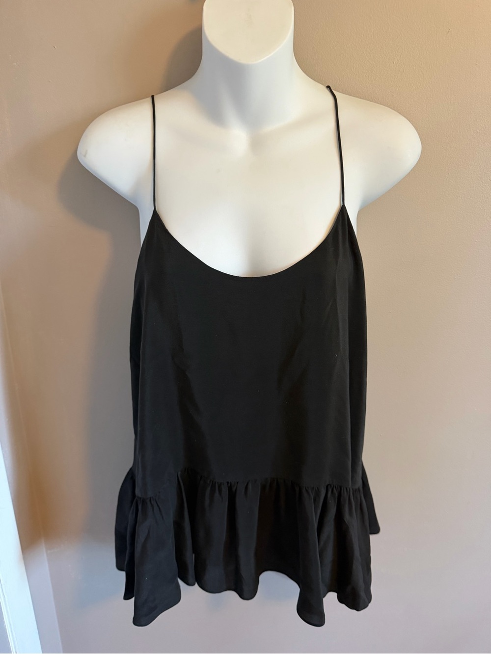 Club Monaco Silk Peplum Cami Black S